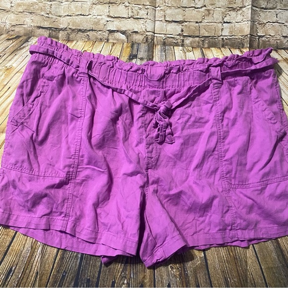 Terra Sky Purple Linen Blend Pull On Belted Shorts - Picture 1 of 5